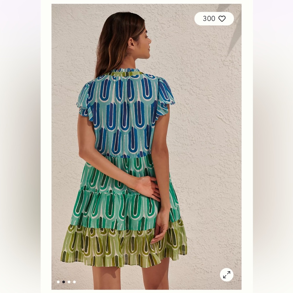 Anthropologie Blue and Green Mini Dress - Picture 2 of 7